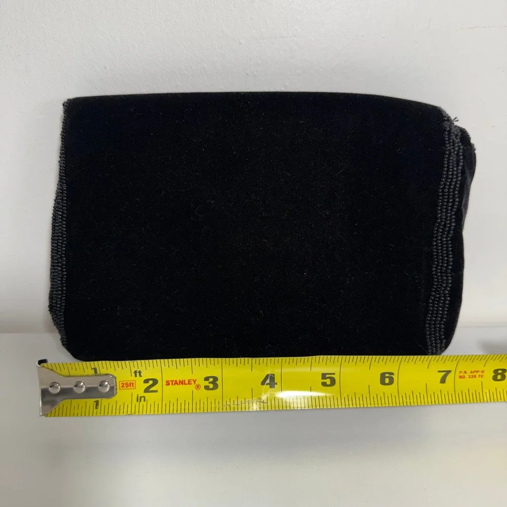 La Regale Beaded Velvet‎ Clutch Womens Small Black Evening Bag Floral Formal